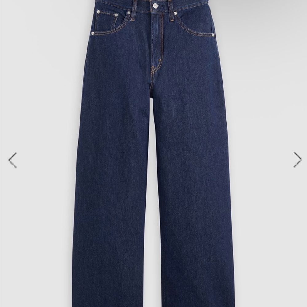 Levi's Women's Flare & Wide Leg Jeans - Dark Blue Cinch Waist Baggy Dark Denim